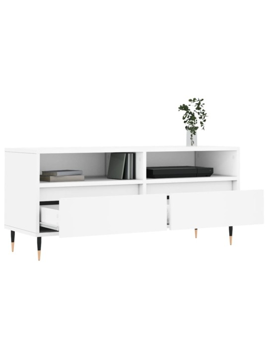Tv skapītis, 100x34,5x44,5 cm, inženierijas koks, balts
