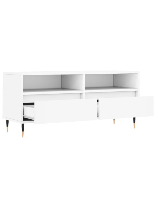 Tv skapītis, 100x34,5x44,5 cm, inženierijas koks, balts
