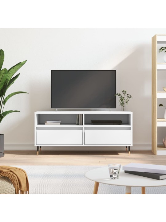 Tv skapītis, 100x34,5x44,5 cm, inženierijas koks, balts