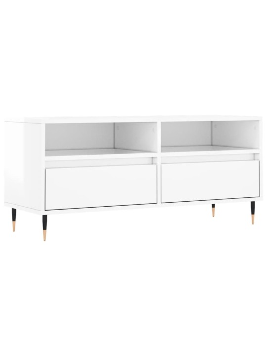 Tv skapītis, 100x34,5x44,5 cm, inženierijas koks, spīdīgi balts