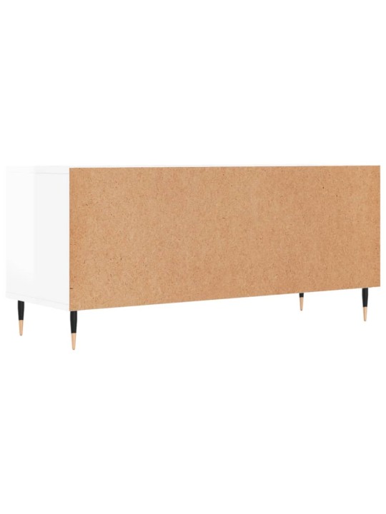 Tv skapītis, 100x34,5x44,5 cm, inženierijas koks, spīdīgi balts