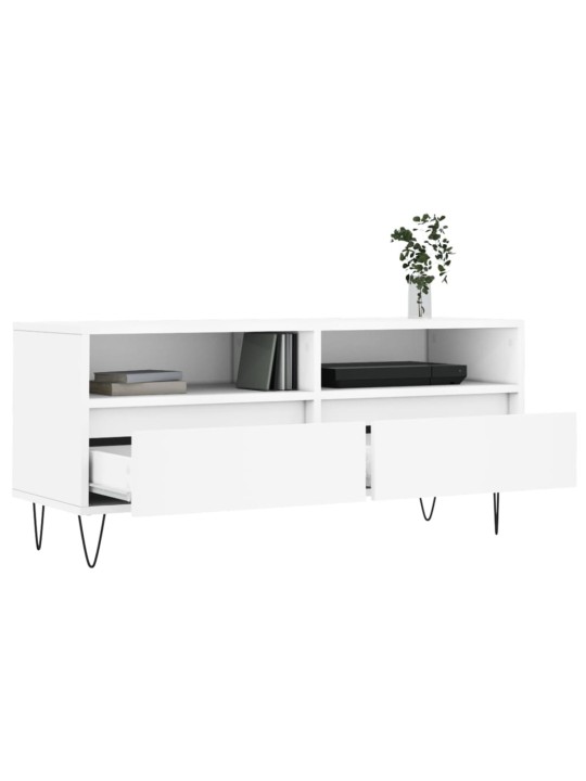 Tv skapītis, 100x34,5x44,5 cm, inženierijas koks, balts