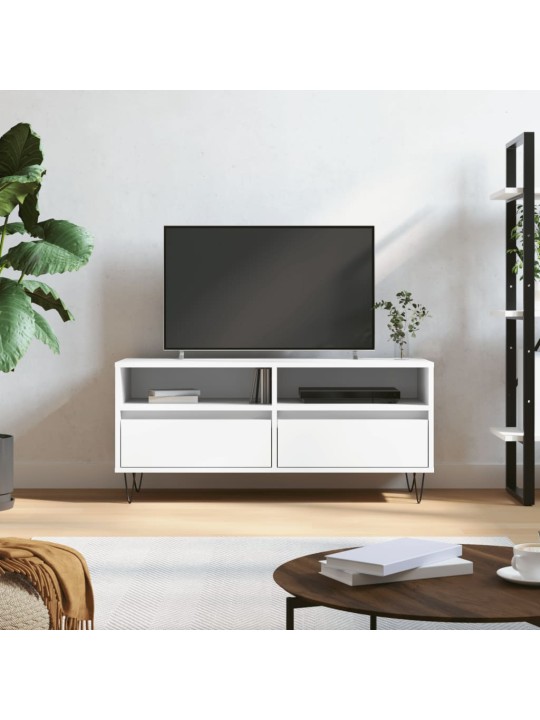 Tv skapītis, 100x34,5x44,5 cm, inženierijas koks, balts