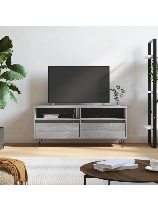 Tv skapītis, pelēks, 100x34,5x44,5 cm, inženierijas koks
