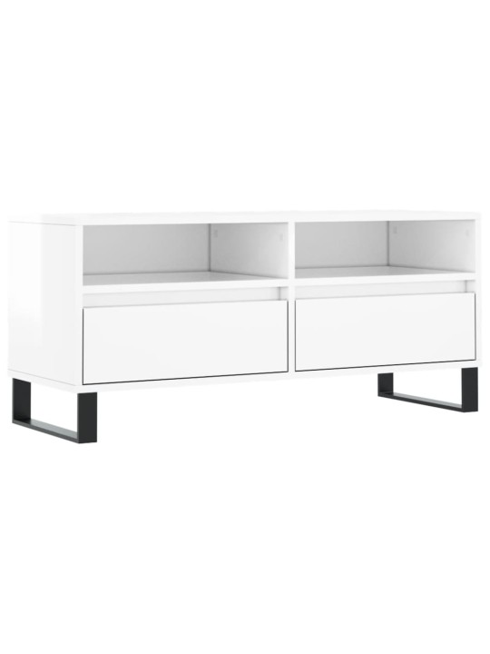Tv skapītis, 100x34,5x44,5 cm, inženierijas koks, spīdīgi balts