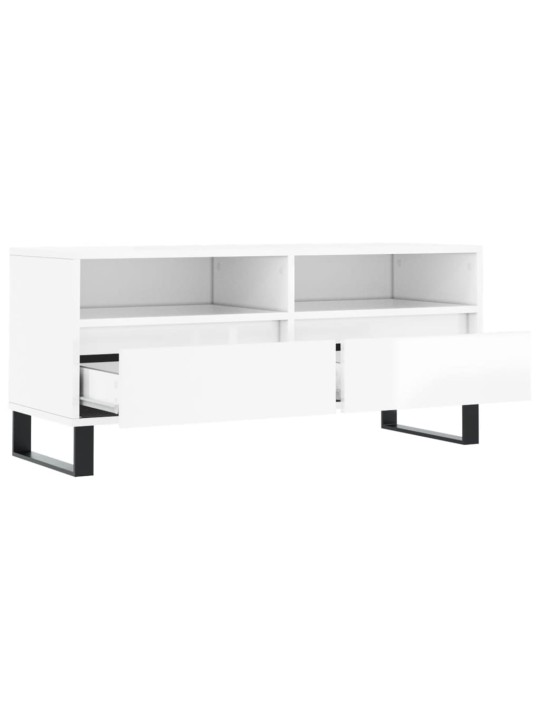 Tv skapītis, 100x34,5x44,5 cm, inženierijas koks, spīdīgi balts