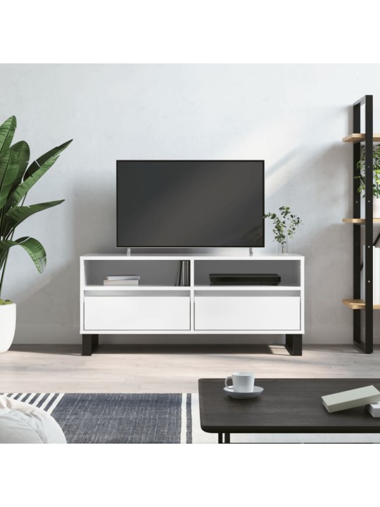 Tv skapītis, 100x34,5x44,5 cm, inženierijas koks, spīdīgi balts