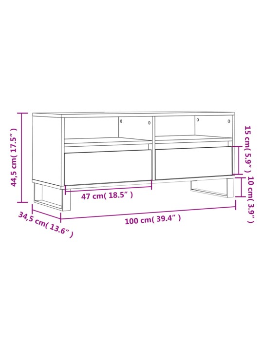 Tv skapītis, ozolkoka krāsa, 100x34,5x44,5cm, inženierijas koks