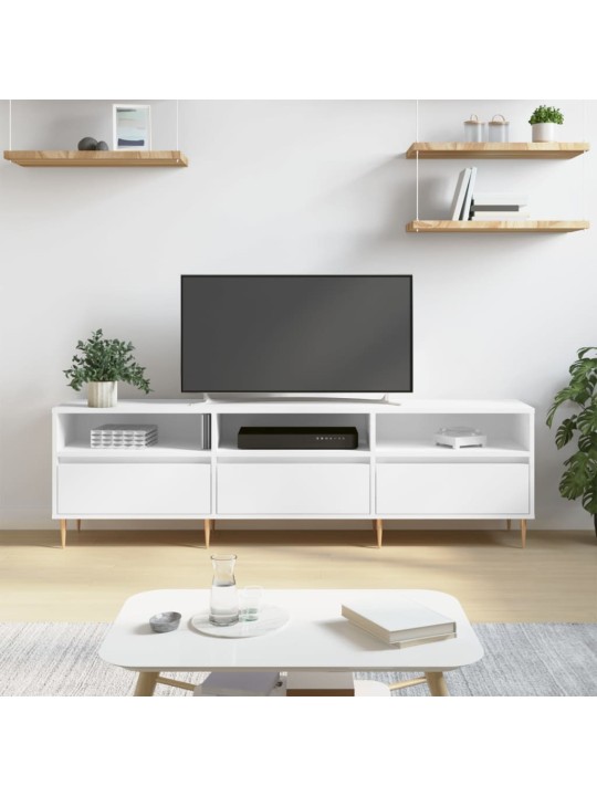 Tv skapītis, balts, 150x30x44,5 cm, inženierijas koks