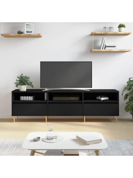Tv skapītis, 150x30x44,5 cm, inženierijas koks, melns