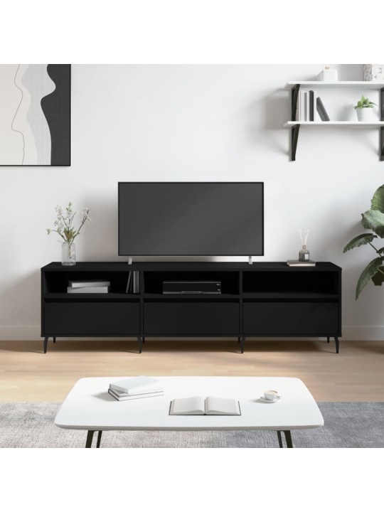 Tv skapītis, 150x30x44,5 cm, inženierijas koks, melns