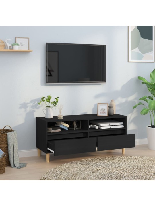 Tv skapītis, 100x34,5x44,5 cm, inženierijas koks, melns