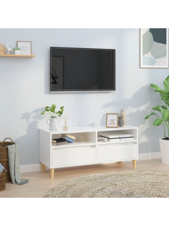 Tv skapītis, 100x34,5x44,5 cm, inženierijas koks, spīdīgi balts