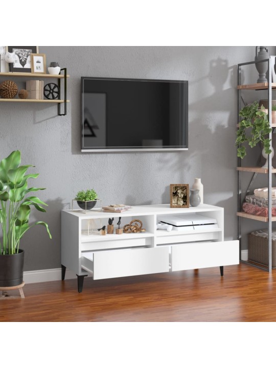 Tv skapītis, 100x34,5x44,5 cm, inženierijas koks, balts