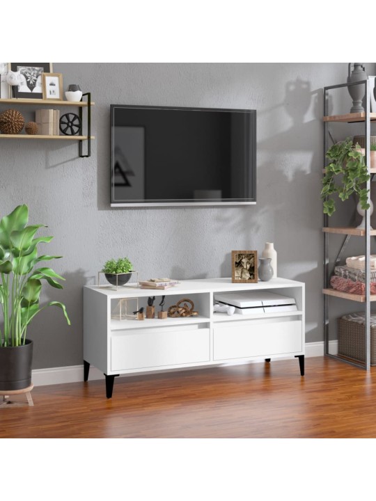 Tv skapītis, 100x34,5x44,5 cm, inženierijas koks, balts