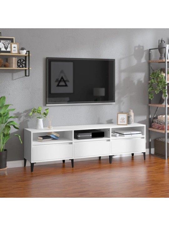 Tv skapītis, balts, 150x30x44,5 cm, inženierijas koks