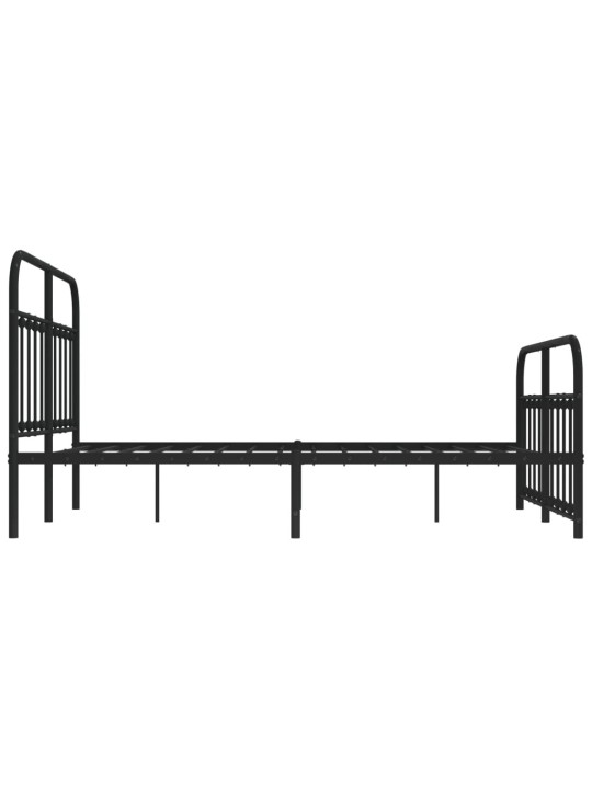 Gultas rāmis ar galvgali un kājgali, melns metāls, 140x200 cm