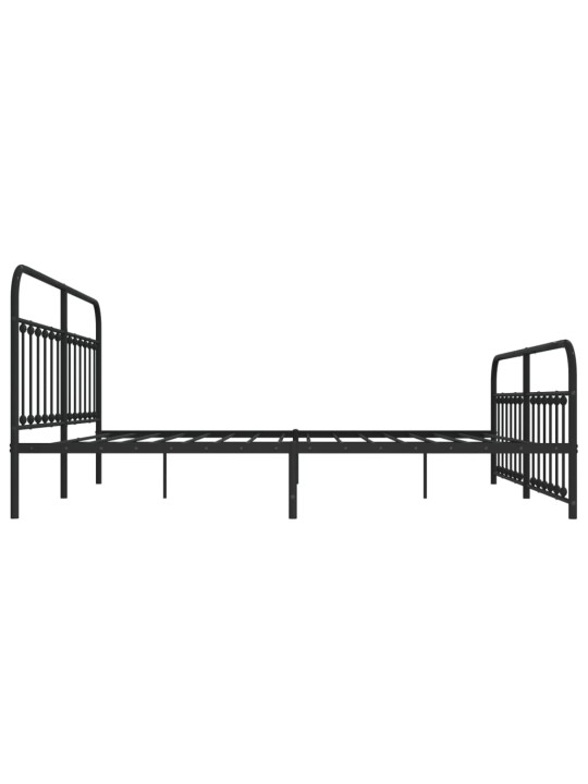 Gultas rāmis ar galvgali un kājgali, melns metāls, 200x200 cm