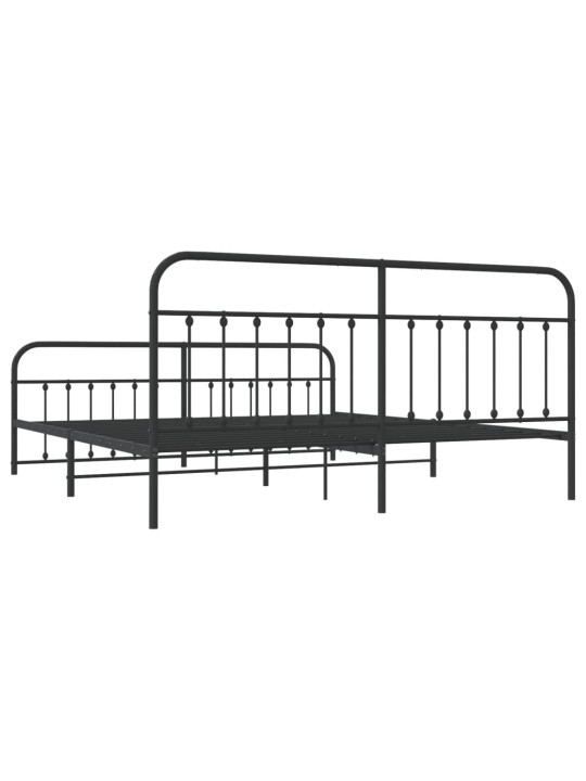 Gultas rāmis ar galvgali un kājgali, melns metāls, 200x200 cm