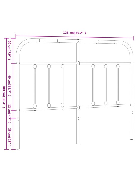 Gultas galvgalis, metāls, melns, 120 cm