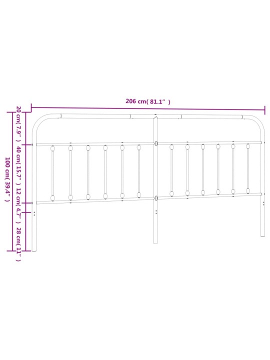Gultas galvgalis, metāls, melns, 200 cm