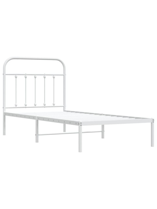 Gultas rāmis ar galvgali, balts metāls, 90x200 cm