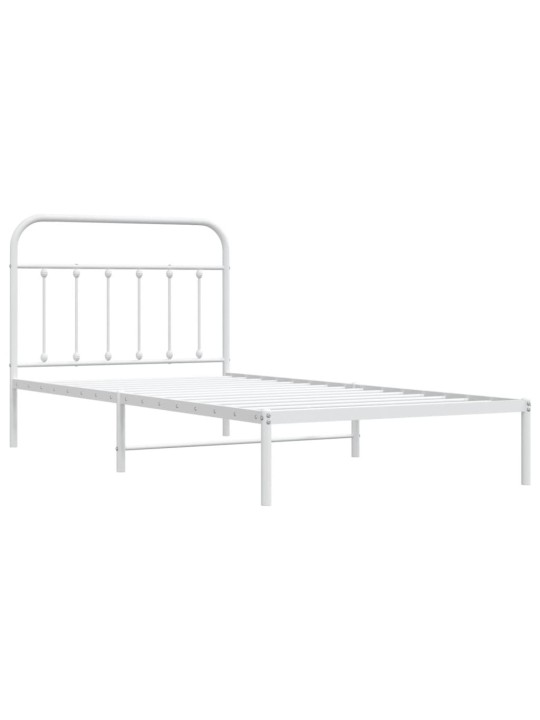 Gultas rāmis ar galvgali, balts metāls, 100x200 cm