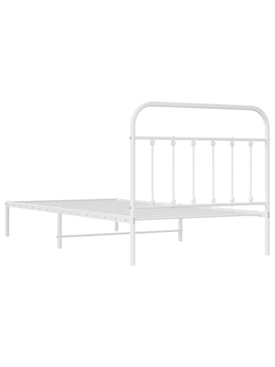 Gultas rāmis ar galvgali, balts metāls, 100x200 cm