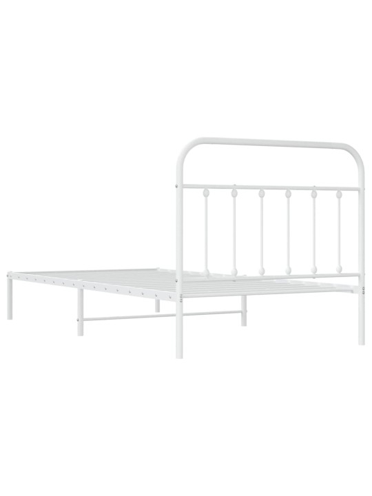 Gultas rāmis ar galvgali, balts metāls, 107x203 cm