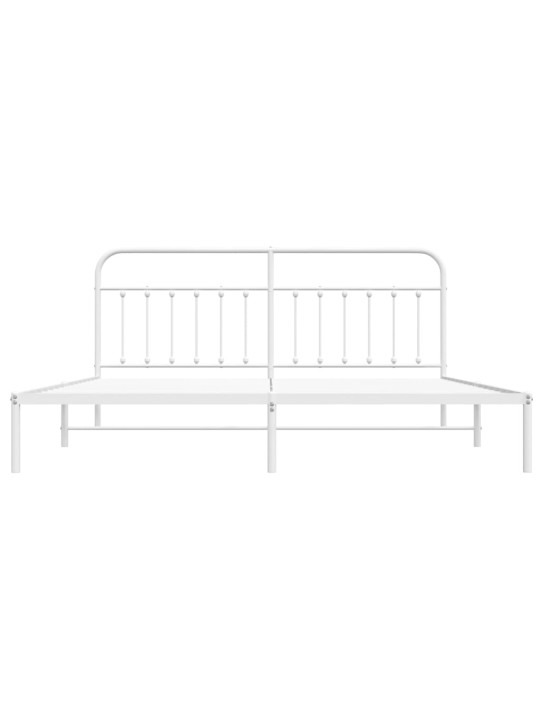 Gultas rāmis ar galvgali, balts metāls, 200x200 cm