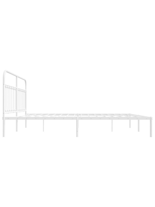 Gultas rāmis ar galvgali, balts metāls, 200x200 cm