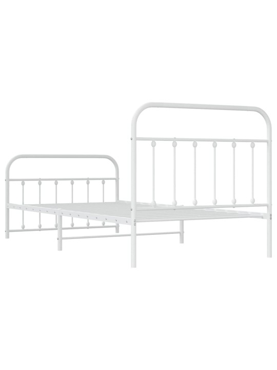 Gultas rāmis ar galvgali un kājgali, balts metāls, 107x203 cm