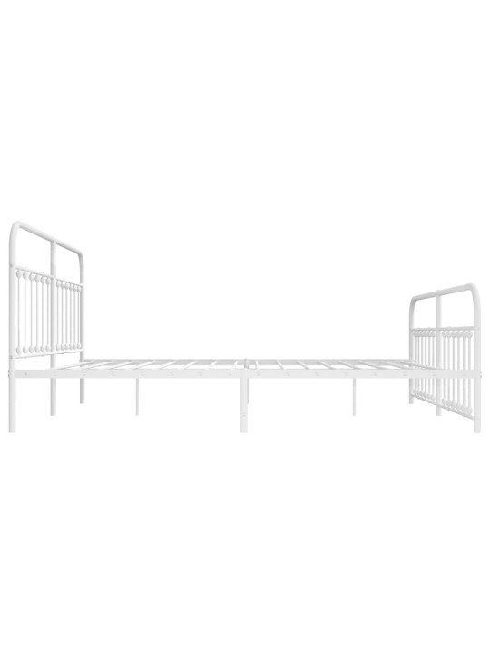 Gultas rāmis ar galvgali un kājgali, balts metāls, 200x200 cm