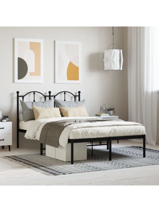 Gultas rāmis ar galvgali, melns metāls, 120x200 cm