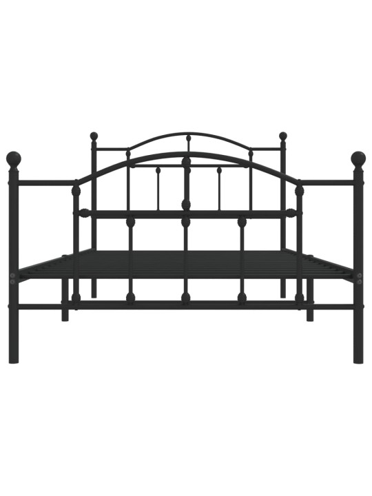 Gultas rāmis ar galvgali un kājgali, melns metāls, 100x200 cm