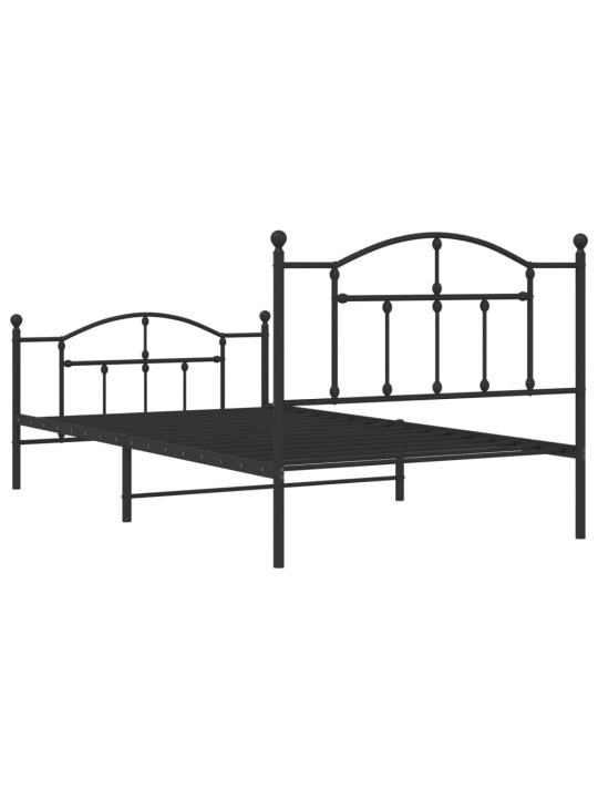 Gultas rāmis ar galvgali un kājgali, melns metāls, 100x200 cm
