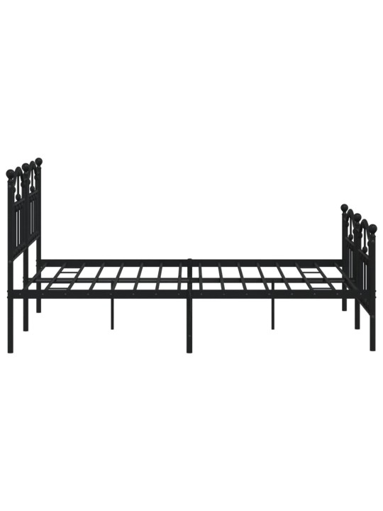 Gultas rāmis ar galvgali un kājgali, melns metāls, 135x190 cm