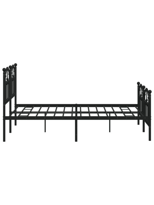 Gultas rāmis ar galvgali un kājgali, melns metāls, 140x190 cm
