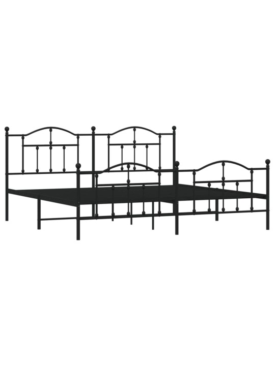 Gultas rāmis ar galvgali un kājgali, melns metāls, 200x200 cm