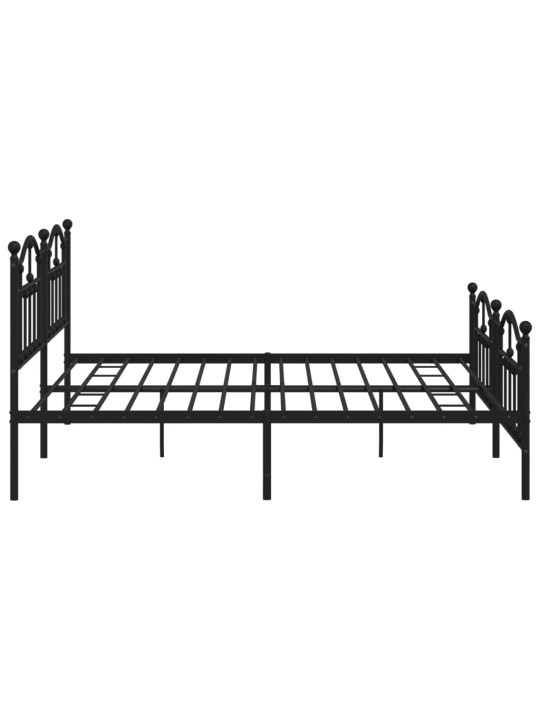 Gultas rāmis ar galvgali un kājgali, melns metāls, 200x200 cm