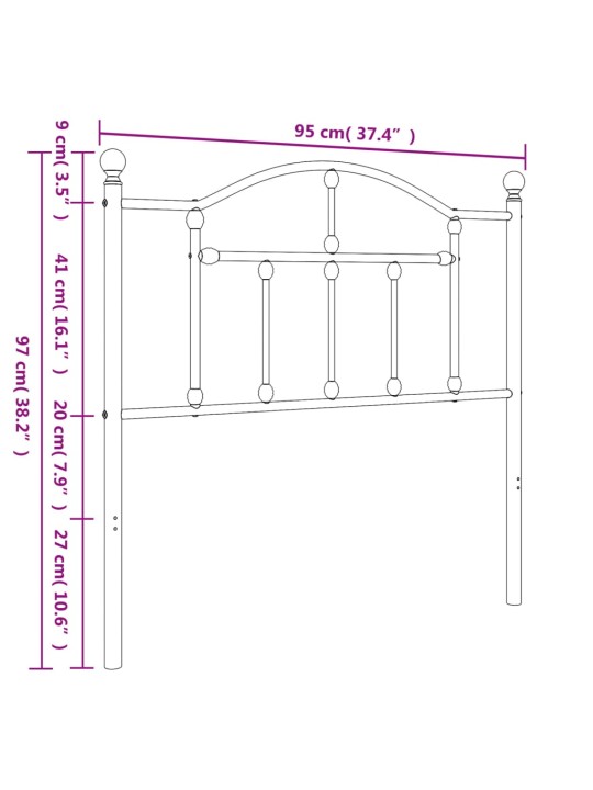 Gultas galvgalis, metāls, melns, 90 cm