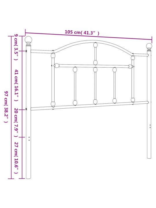 Gultas galvgalis, metāls, melns, 100 cm