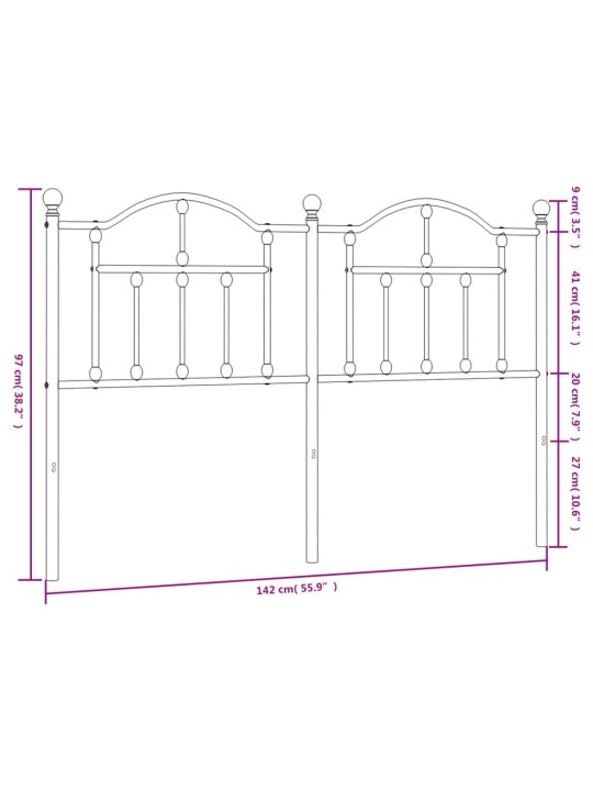 Gultas galvgalis, metāls, melns, 135 cm