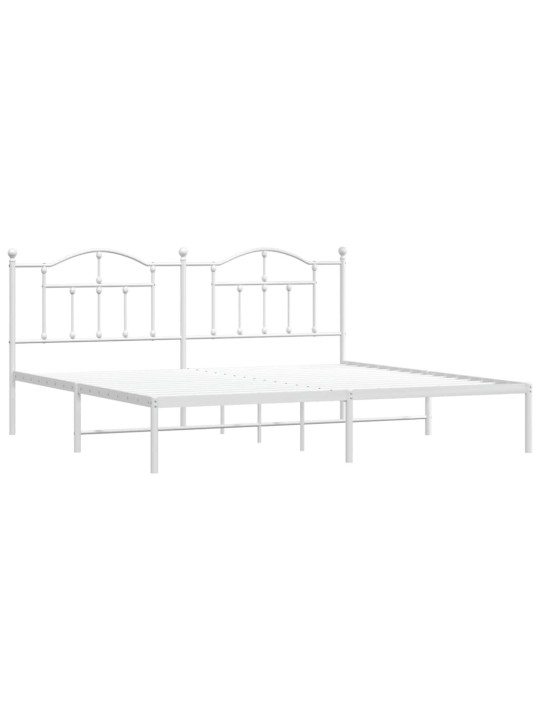 Gultas rāmis ar galvgali, balts metāls, 200x200 cm