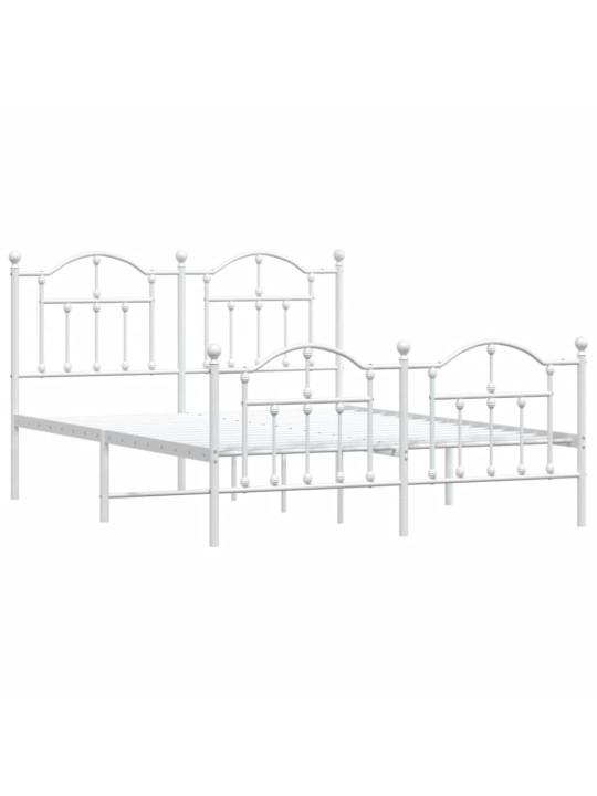 Gultas rāmis ar galvgali un kājgali, balts metāls, 135x290 cm