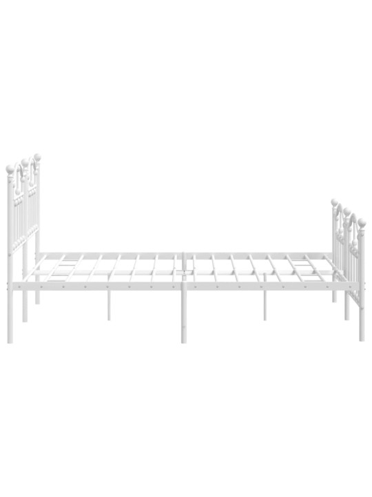 Gultas rāmis ar galvgali un kājgali, balts metāls, 140x190 cm