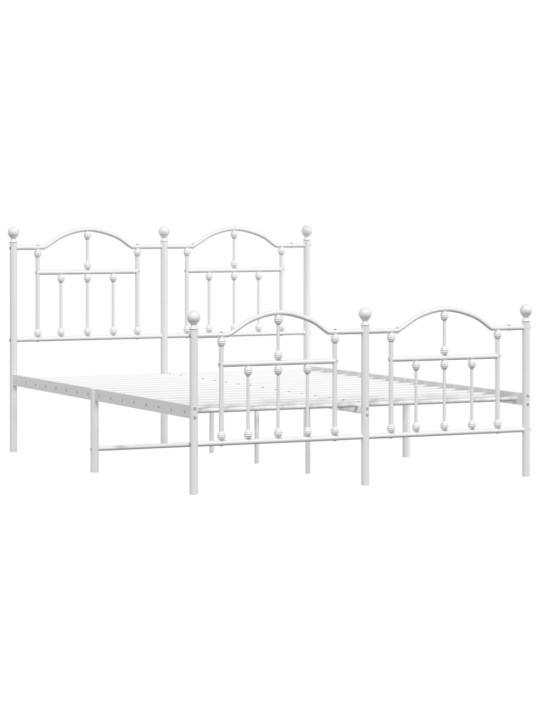 Gultas rāmis ar galvgali un kājgali, balts metāls, 140x200 cm