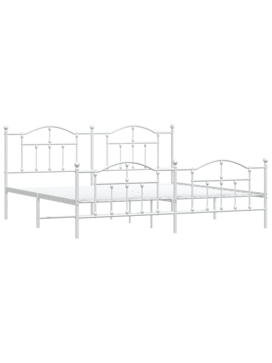 Gultas rāmis ar galvgali un kājgali, balts metāls, 200x200 cm