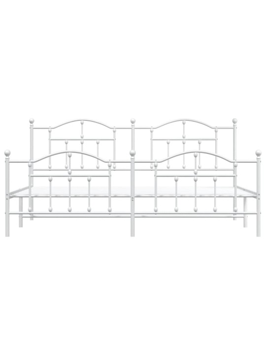 Gultas rāmis ar galvgali un kājgali, balts metāls, 200x200 cm