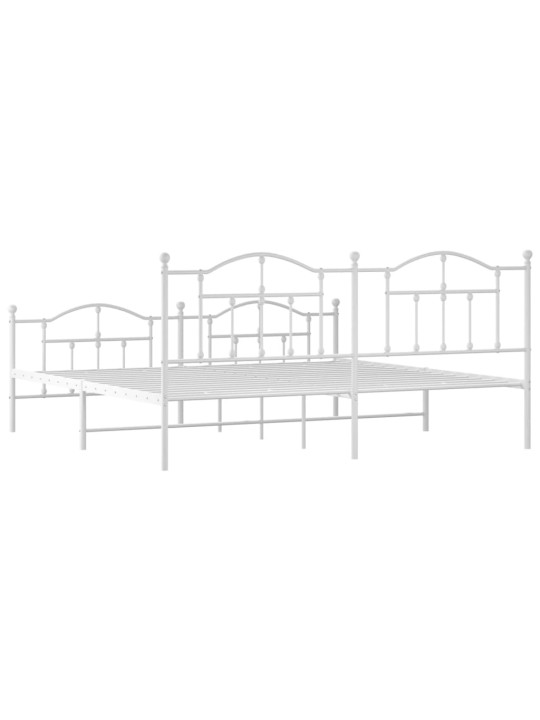 Gultas rāmis ar galvgali un kājgali, balts metāls, 200x200 cm